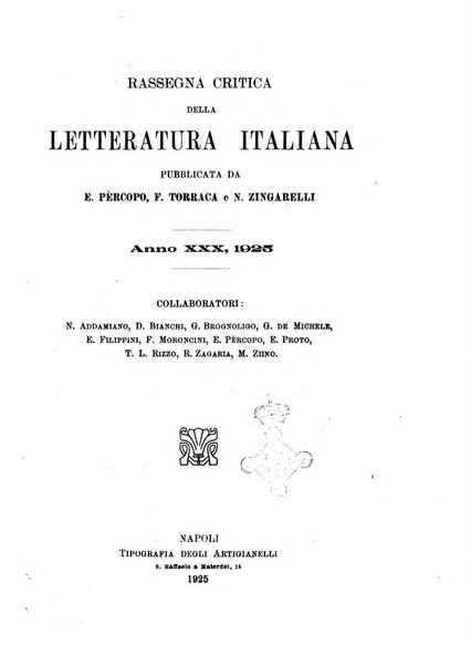 Rassegna critica della letteratura italiana