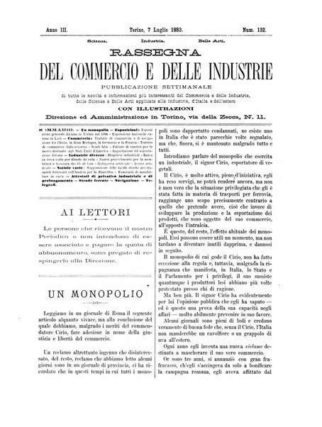 Rassegna del commercio e delle industrie pubblicazione ebdomadaria