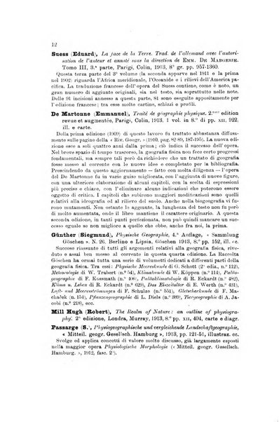 Rassegna della letteratura geografica pubblicata ogni bimestre come supplemento alla Rivista geografica italiana dal prof. Roberto Almagia