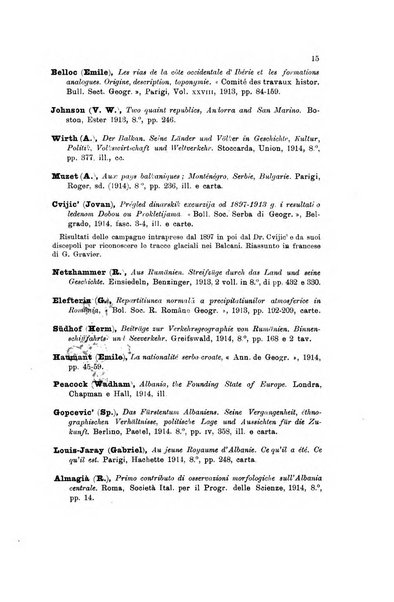 Rassegna della letteratura geografica pubblicata ogni bimestre come supplemento alla Rivista geografica italiana dal prof. Roberto Almagia