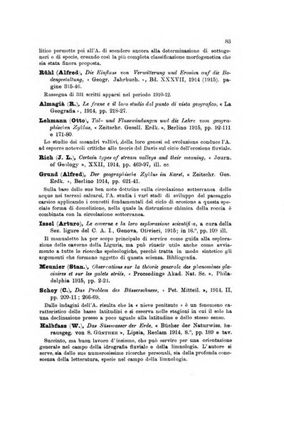 Rassegna della letteratura geografica pubblicata ogni bimestre come supplemento alla Rivista geografica italiana dal prof. Roberto Almagia