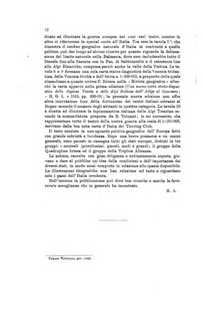 Rassegna della letteratura geografica pubblicata ogni bimestre come supplemento alla Rivista geografica italiana dal prof. Roberto Almagia