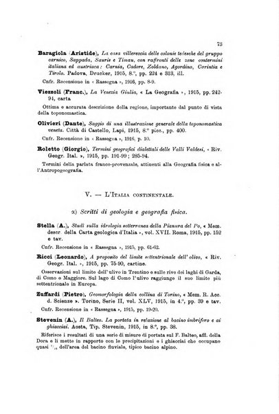 Rassegna della letteratura geografica pubblicata ogni bimestre come supplemento alla Rivista geografica italiana dal prof. Roberto Almagia