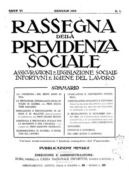 Rassegna della previdenza sociale assicurazioni e legislazione sociale, infortuni e igiene del lavoro