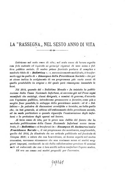 Rassegna della previdenza sociale assicurazioni e legislazione sociale, infortuni e igiene del lavoro