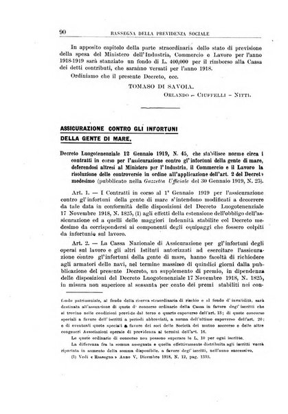 Rassegna della previdenza sociale assicurazioni e legislazione sociale, infortuni e igiene del lavoro