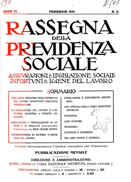 Rassegna della previdenza sociale assicurazioni e legislazione sociale, infortuni e igiene del lavoro