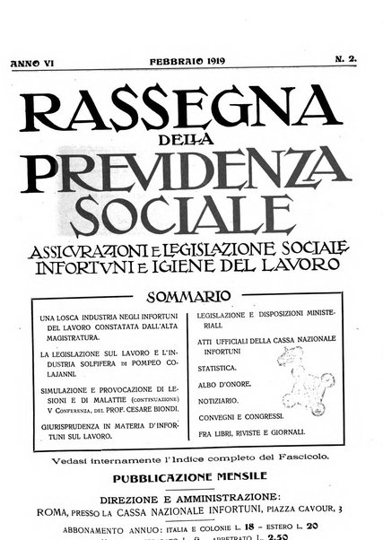 Rassegna della previdenza sociale assicurazioni e legislazione sociale, infortuni e igiene del lavoro