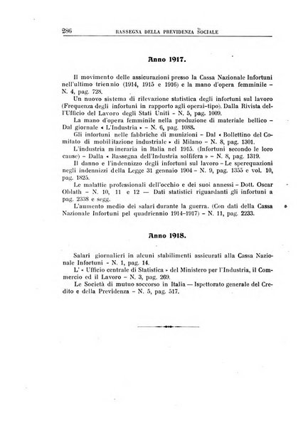 Rassegna della previdenza sociale assicurazioni e legislazione sociale, infortuni e igiene del lavoro