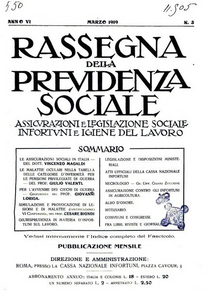 Rassegna della previdenza sociale assicurazioni e legislazione sociale, infortuni e igiene del lavoro