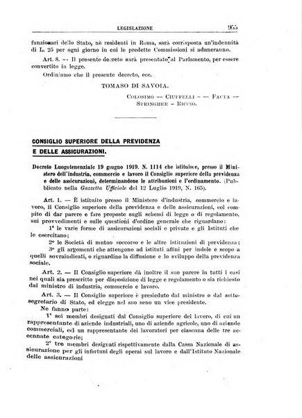 Rassegna della previdenza sociale assicurazioni e legislazione sociale, infortuni e igiene del lavoro