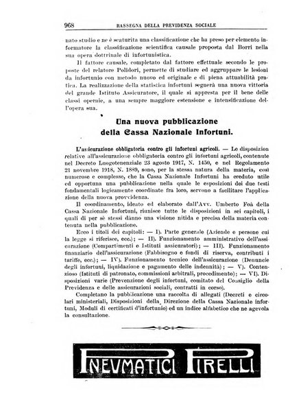 Rassegna della previdenza sociale assicurazioni e legislazione sociale, infortuni e igiene del lavoro