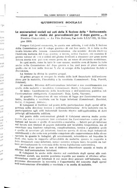 Rassegna della previdenza sociale assicurazioni e legislazione sociale, infortuni e igiene del lavoro