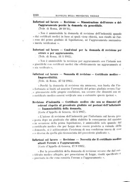 Rassegna della previdenza sociale assicurazioni e legislazione sociale, infortuni e igiene del lavoro