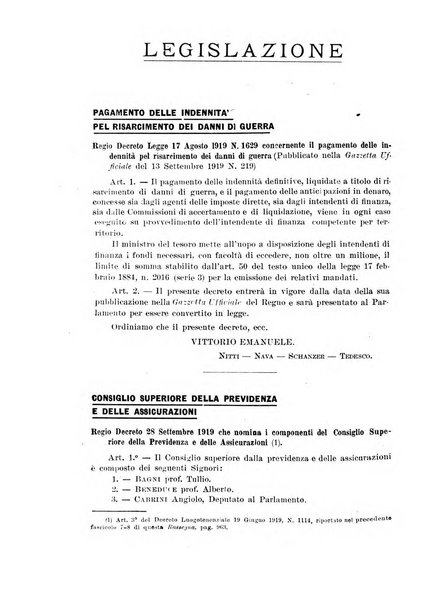 Rassegna della previdenza sociale assicurazioni e legislazione sociale, infortuni e igiene del lavoro