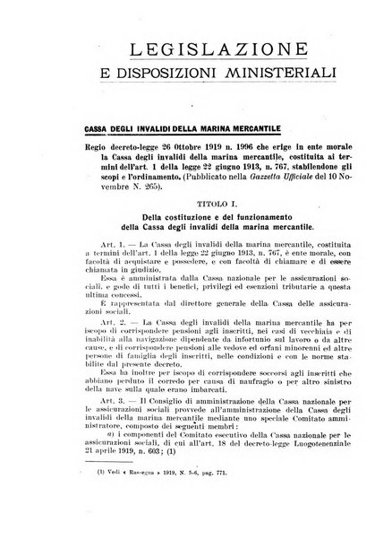 Rassegna della previdenza sociale assicurazioni e legislazione sociale, infortuni e igiene del lavoro