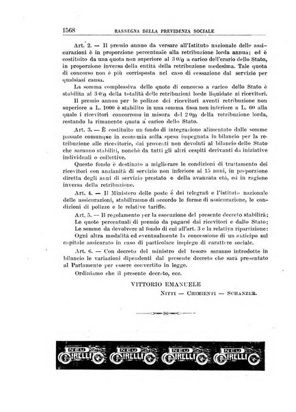 Rassegna della previdenza sociale assicurazioni e legislazione sociale, infortuni e igiene del lavoro