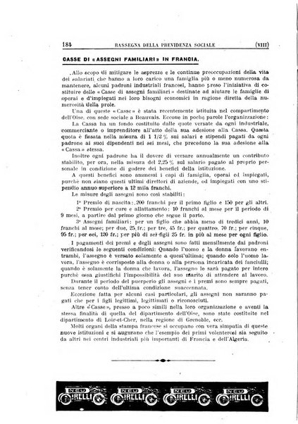 Rassegna della previdenza sociale assicurazioni e legislazione sociale, infortuni e igiene del lavoro