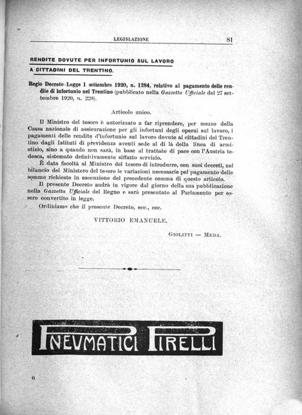 Rassegna della previdenza sociale assicurazioni e legislazione sociale, infortuni e igiene del lavoro