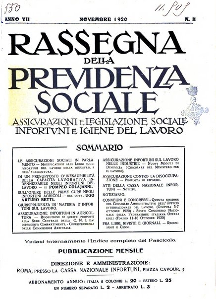 Rassegna della previdenza sociale assicurazioni e legislazione sociale, infortuni e igiene del lavoro