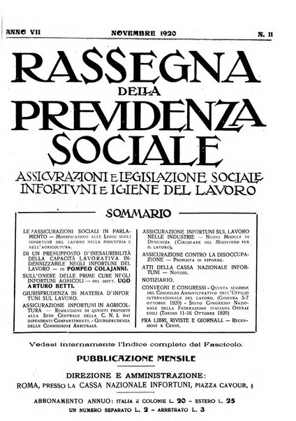 Rassegna della previdenza sociale assicurazioni e legislazione sociale, infortuni e igiene del lavoro