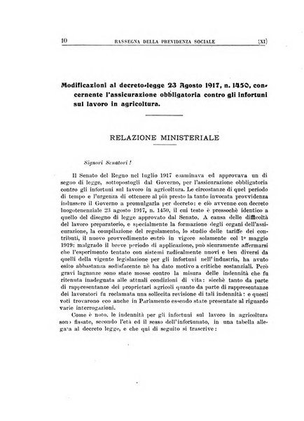 Rassegna della previdenza sociale assicurazioni e legislazione sociale, infortuni e igiene del lavoro