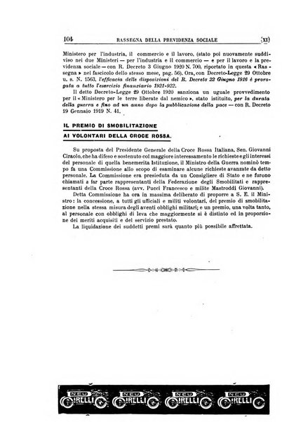 Rassegna della previdenza sociale assicurazioni e legislazione sociale, infortuni e igiene del lavoro