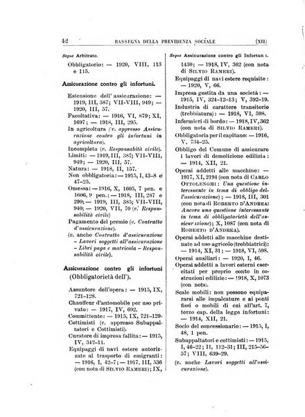 Rassegna della previdenza sociale assicurazioni e legislazione sociale, infortuni e igiene del lavoro