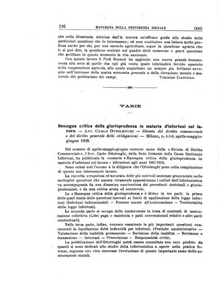 Rassegna della previdenza sociale assicurazioni e legislazione sociale, infortuni e igiene del lavoro