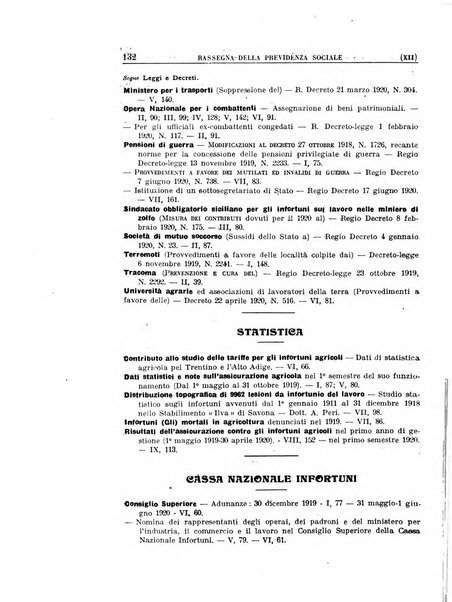 Rassegna della previdenza sociale assicurazioni e legislazione sociale, infortuni e igiene del lavoro