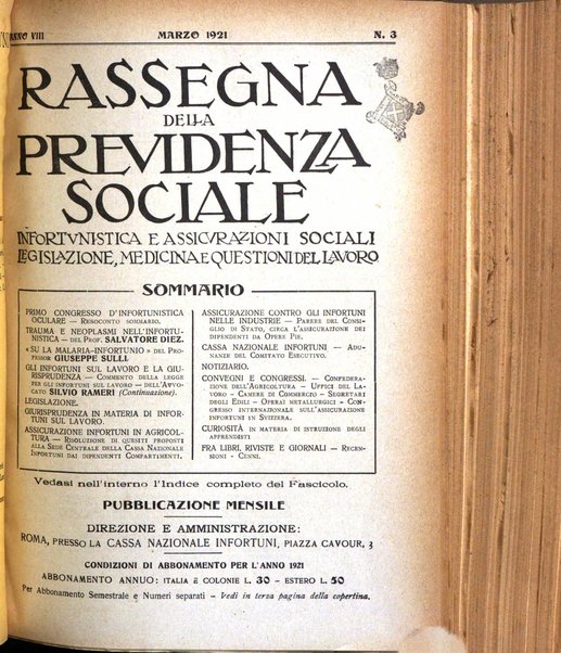 Rassegna della previdenza sociale assicurazioni e legislazione sociale, infortuni e igiene del lavoro