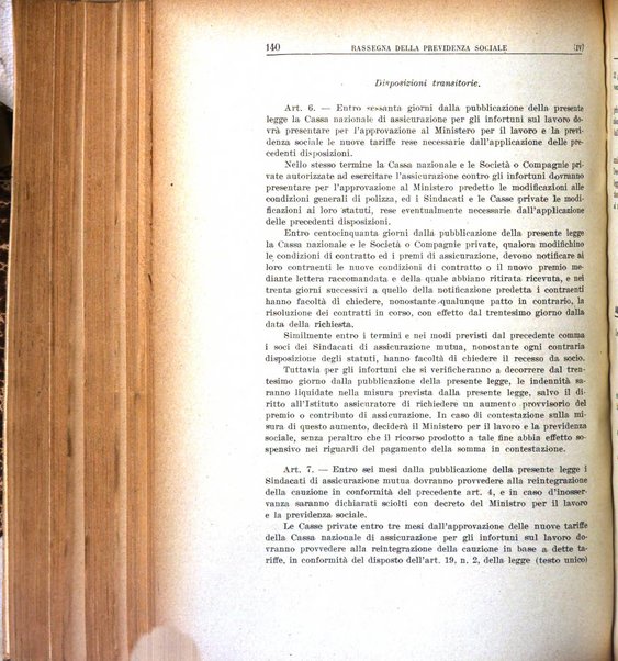 Rassegna della previdenza sociale assicurazioni e legislazione sociale, infortuni e igiene del lavoro