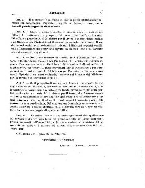 Rassegna della previdenza sociale assicurazioni e legislazione sociale, infortuni e igiene del lavoro