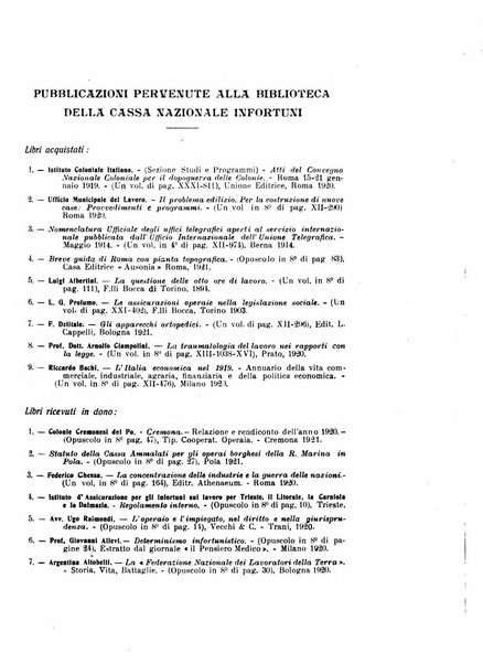 Rassegna della previdenza sociale assicurazioni e legislazione sociale, infortuni e igiene del lavoro