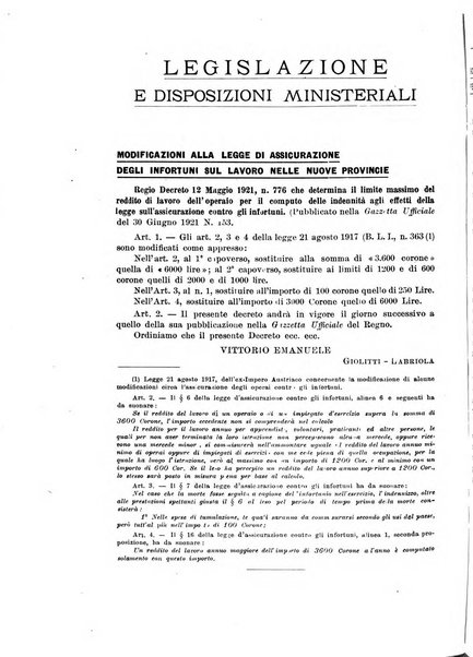 Rassegna della previdenza sociale assicurazioni e legislazione sociale, infortuni e igiene del lavoro