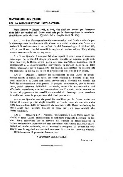 Rassegna della previdenza sociale assicurazioni e legislazione sociale, infortuni e igiene del lavoro