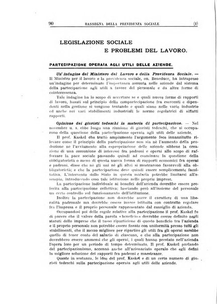 Rassegna della previdenza sociale assicurazioni e legislazione sociale, infortuni e igiene del lavoro