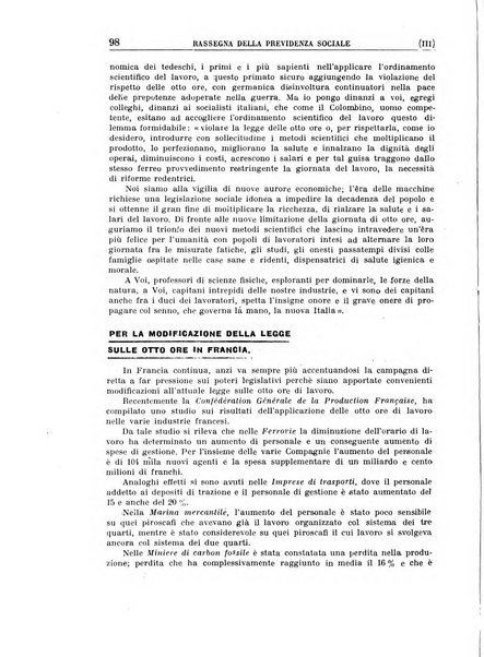 Rassegna della previdenza sociale assicurazioni e legislazione sociale, infortuni e igiene del lavoro