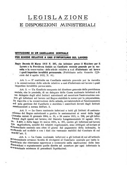 Rassegna della previdenza sociale assicurazioni e legislazione sociale, infortuni e igiene del lavoro