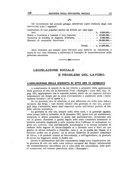 Rassegna della previdenza sociale assicurazioni e legislazione sociale, infortuni e igiene del lavoro