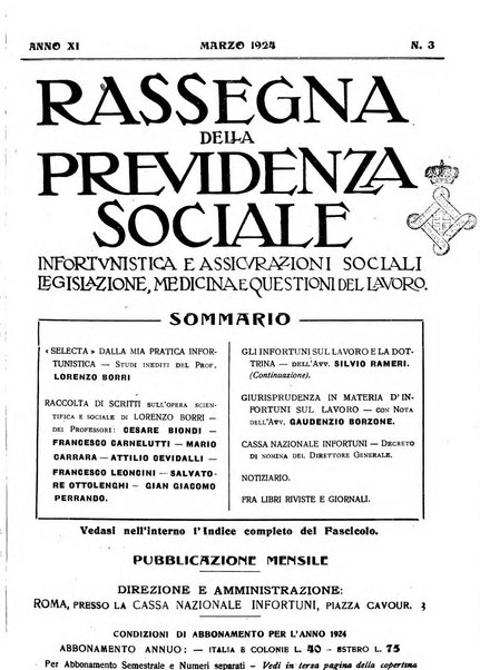 Rassegna della previdenza sociale assicurazioni e legislazione sociale, infortuni e igiene del lavoro