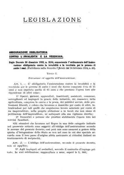 Rassegna della previdenza sociale assicurazioni e legislazione sociale, infortuni e igiene del lavoro