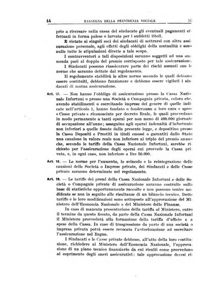 Rassegna della previdenza sociale assicurazioni e legislazione sociale, infortuni e igiene del lavoro