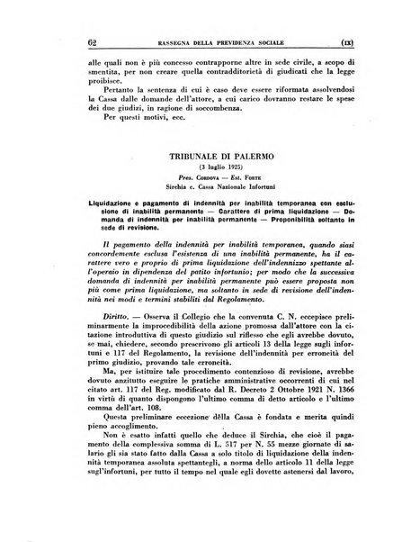 Rassegna della previdenza sociale assicurazioni e legislazione sociale, infortuni e igiene del lavoro