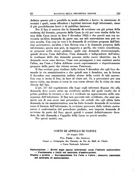 Rassegna della previdenza sociale assicurazioni e legislazione sociale, infortuni e igiene del lavoro