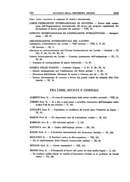 Rassegna della previdenza sociale assicurazioni e legislazione sociale, infortuni e igiene del lavoro