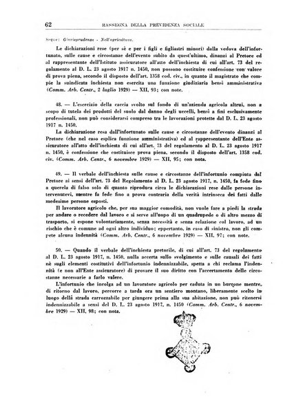 Rassegna della previdenza sociale assicurazioni e legislazione sociale, infortuni e igiene del lavoro