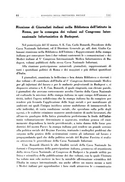 Rassegna della previdenza sociale assicurazioni e legislazione sociale, infortuni e igiene del lavoro