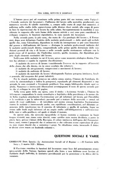 Rassegna della previdenza sociale assicurazioni e legislazione sociale, infortuni e igiene del lavoro