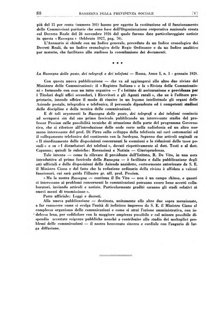 Rassegna della previdenza sociale assicurazioni e legislazione sociale, infortuni e igiene del lavoro